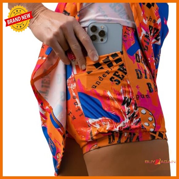 Women's Athletic Skort with Built-in Shorts & Pockets, Lightweight A-Line - Picture 4 of 4